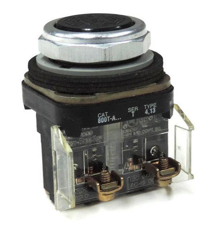Used ALLEN BRADLEY 800T-A PUSHBUTTON 800TA SER. T W/ 800T-XD1 SER. D CONTACT BLOCK