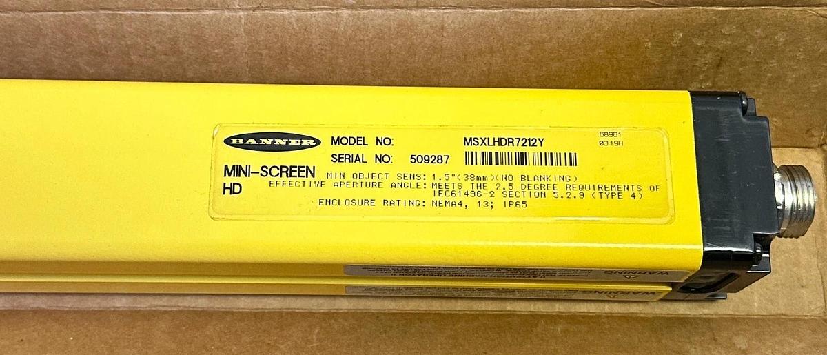 NEW BANNER MSXLHDR7212Y MINI-SCREEN HD SAFETY LIGHT CURTAIN RECEIVER 38mm 68961