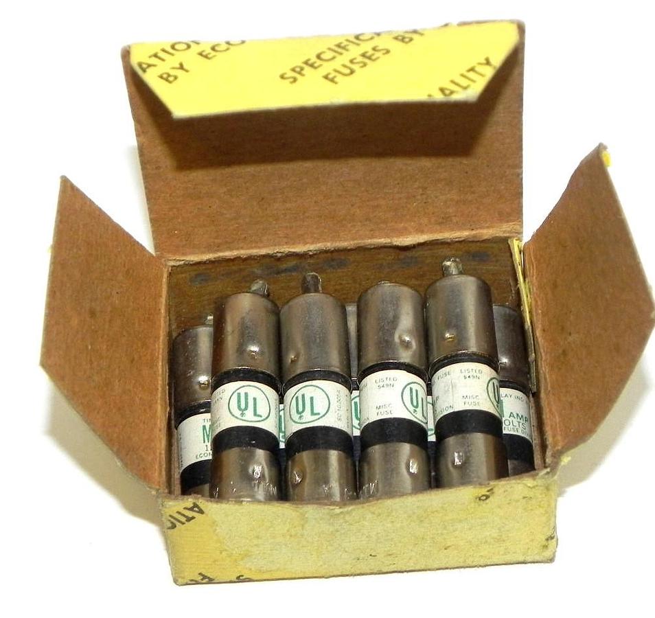 Used BOX OF 9 NEW ECONOMY MID1 TIME-DELAY FUSES 1AMP, 125V, MID-1