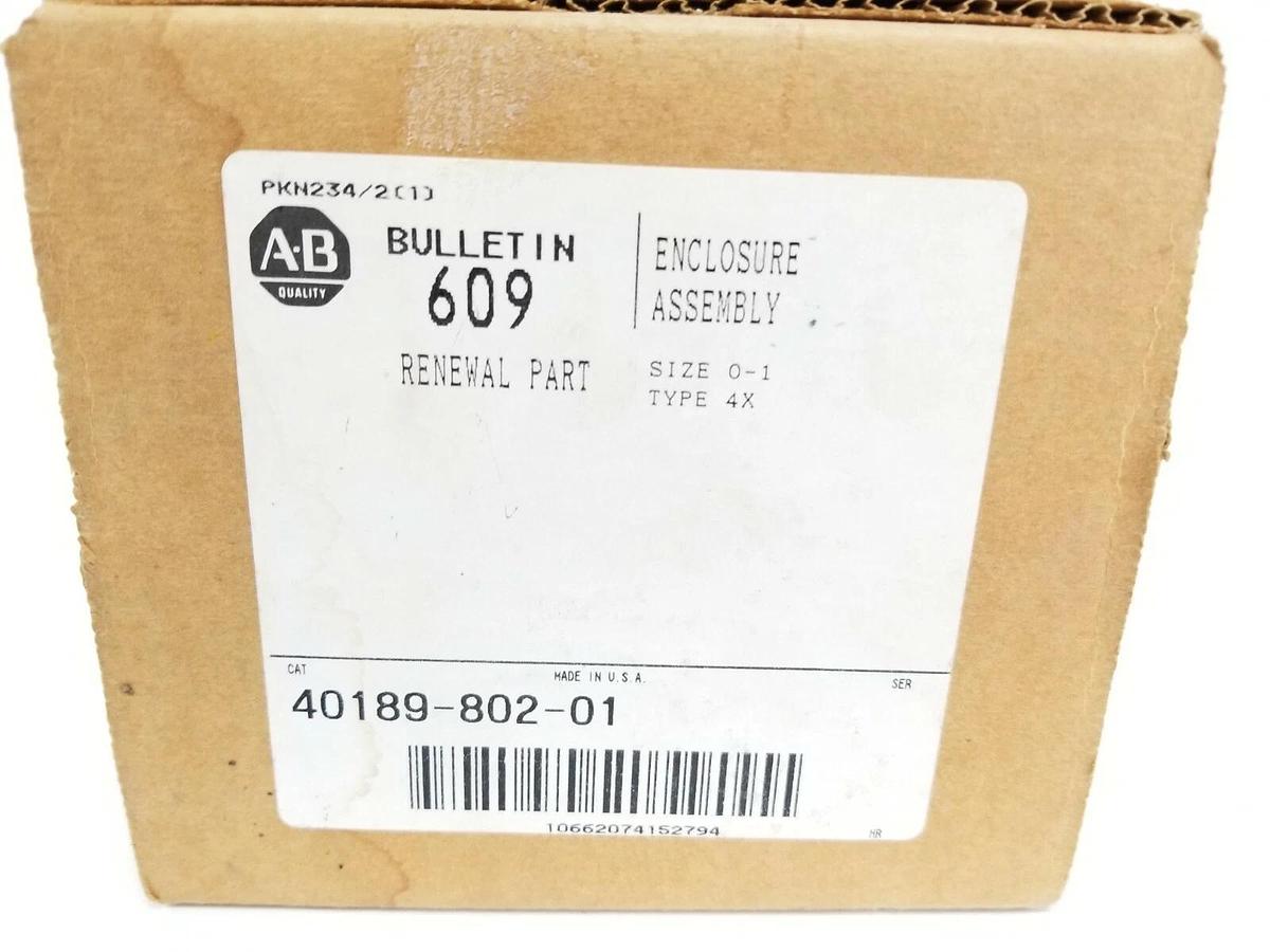 Used NIB ALLEN BRADLEY 40189-802-01 ENCLOSURE ASSEMBLY 4018980201, SIZE 0-1, TYPE 4K