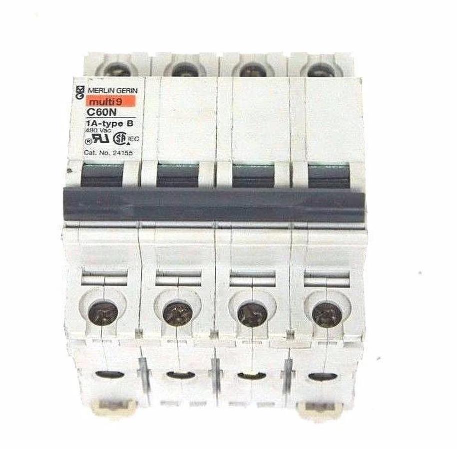 Used MERLIN GERIN MULTI 9 C60N CIRCUIT BREAKER CAT NO 24155, 1A-TYPE B, MG24155
