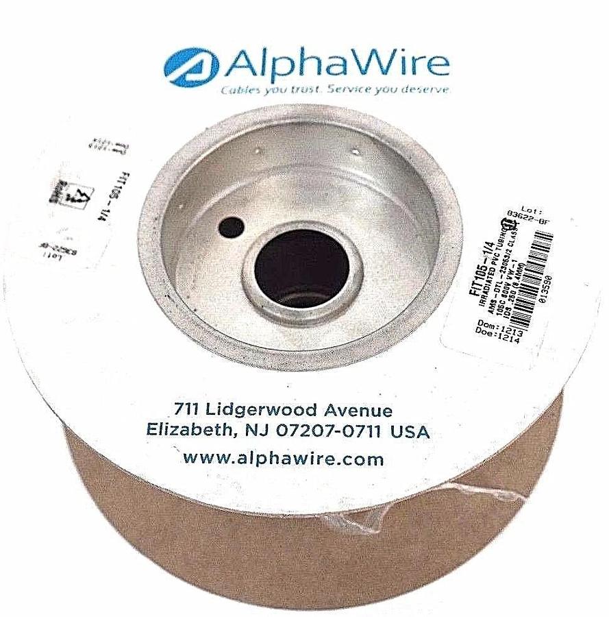 NEW ALPHAWIRE FIT105-1/4 IRRADIATED PVC TUBING AMS-DTL-23053/2 .250 (6.4MM) 105C