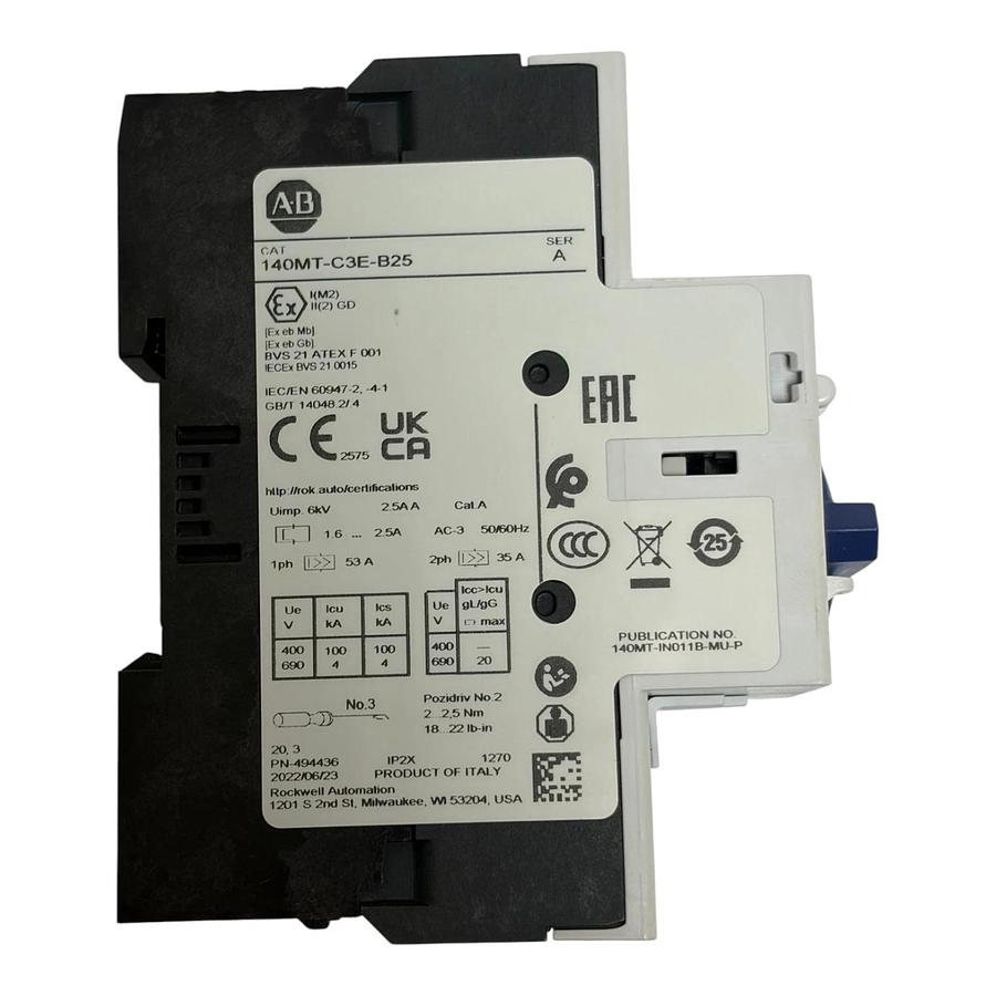 Allen Bradley 140MT-C3E-B25 Motor Protector Circuit Breaker 1.6-2.5A New Surplus