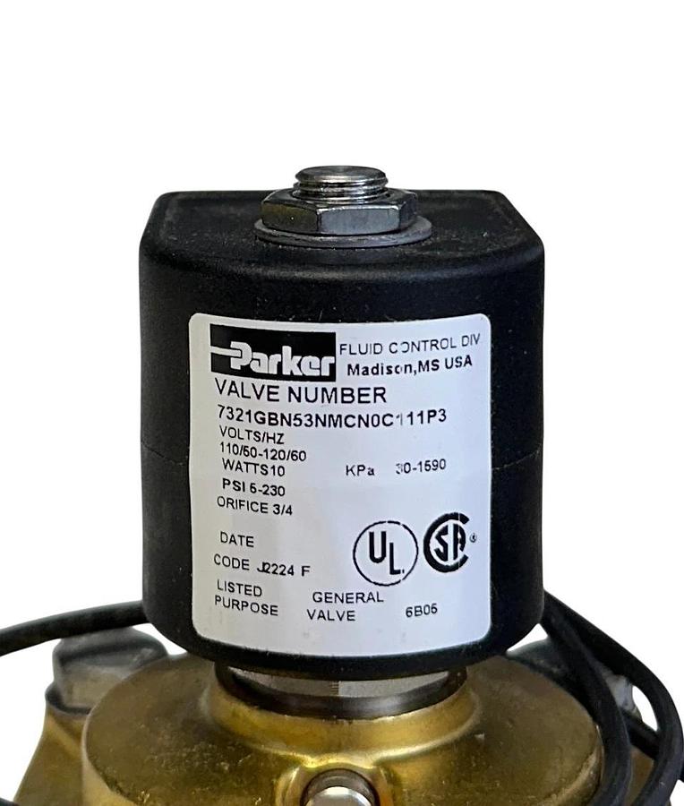 PARKER 7321GBN53NMCN0C111P3 SOLENOID VALVE 3/4'' 110-120V 50/60Hz NSMP
