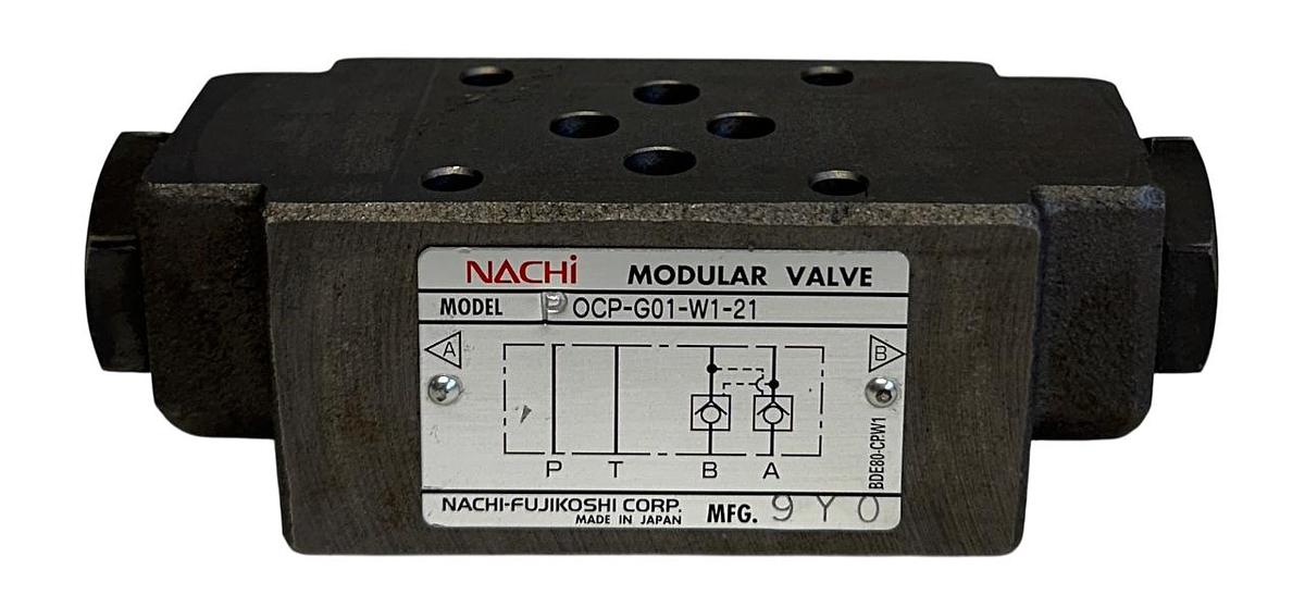 Used NACHI OCP-G01-W1-21 / OCPG01W121 HYDRAULIC MODULAR VALVE W/ CHECK NSNP