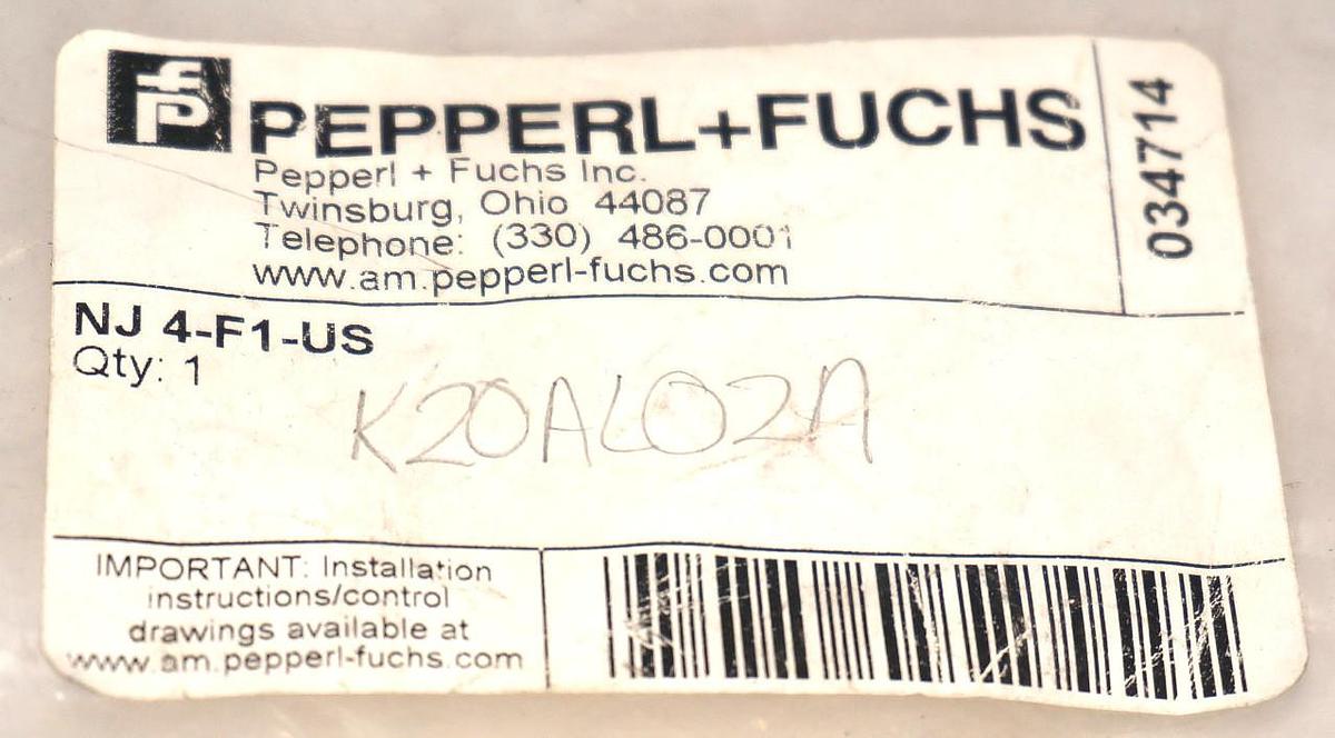 Used NEW PERPPL+FUCHS NJ4-F1-US PROXIMITY SENSOR P/N: 34714, NJ4F1US