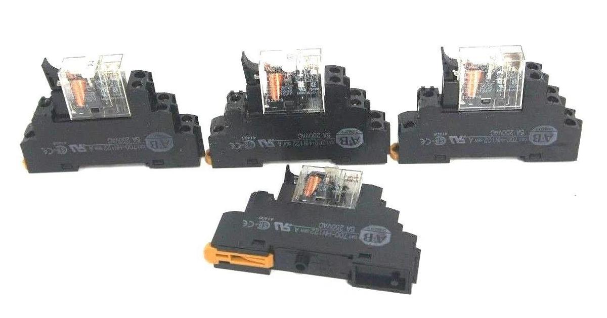 Used LOT OF 4 ALLEN BRADLEY 700-HN122 RELAY SOCKETS SER. A W/ 700-HK32A RELAYS SER. A