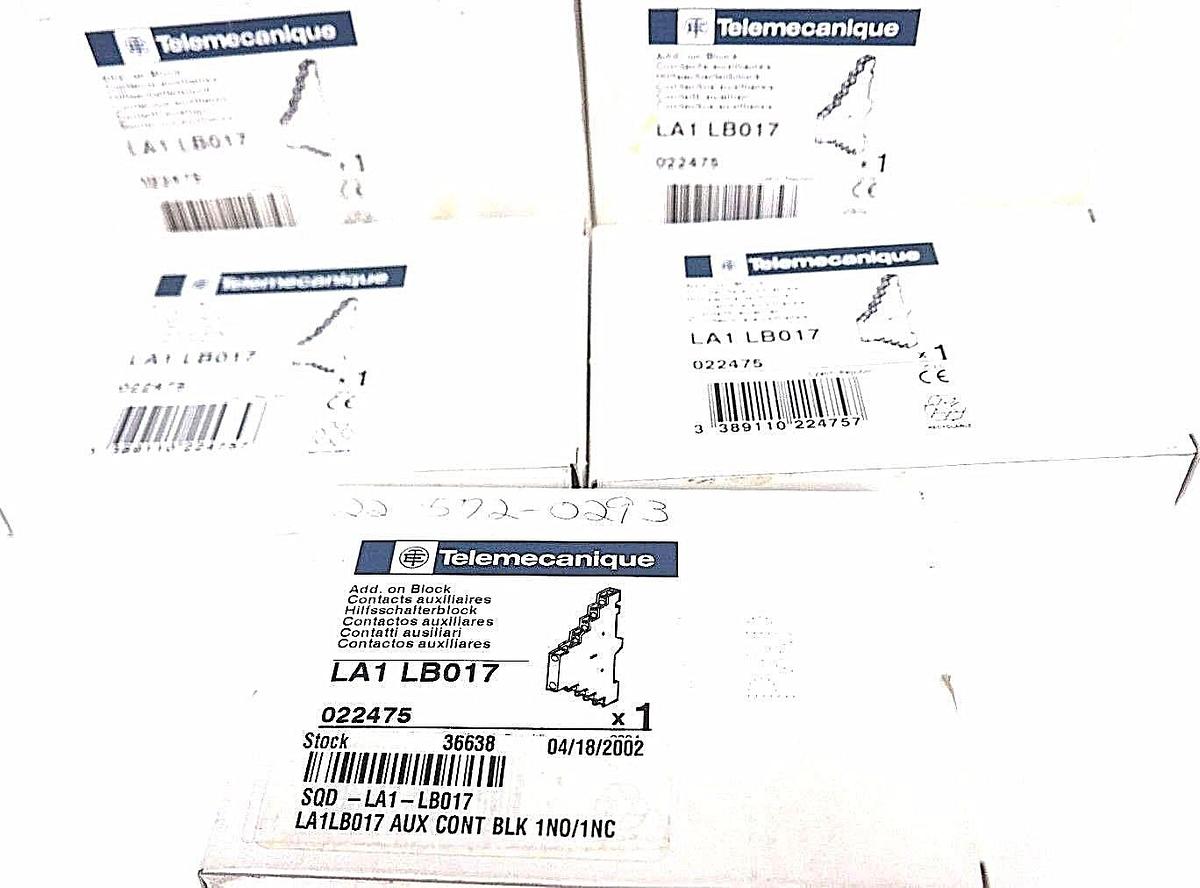 Used LOT OF 5 NIB TELEMECANIQUE LA1-LB017 ADD. ON BLOCKS LA1LB017