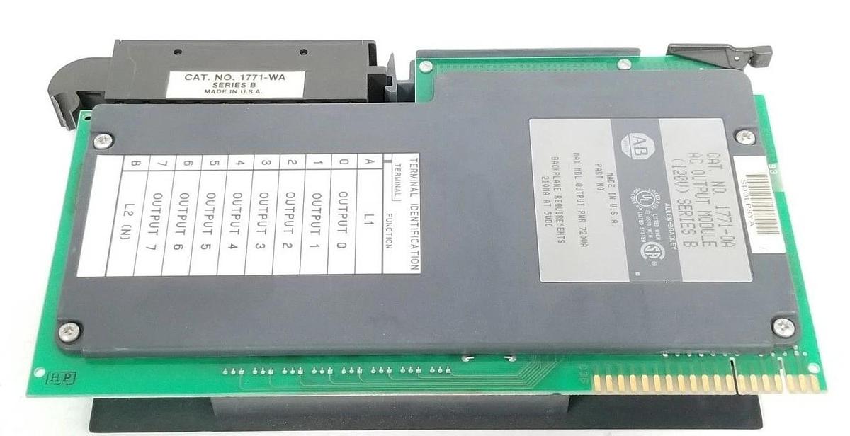 Used ALLEN BRADLEY 1771-OA OUTPUT MODULE (120V) AC SER. B 720VA 1771-0A W/ 1771-WA