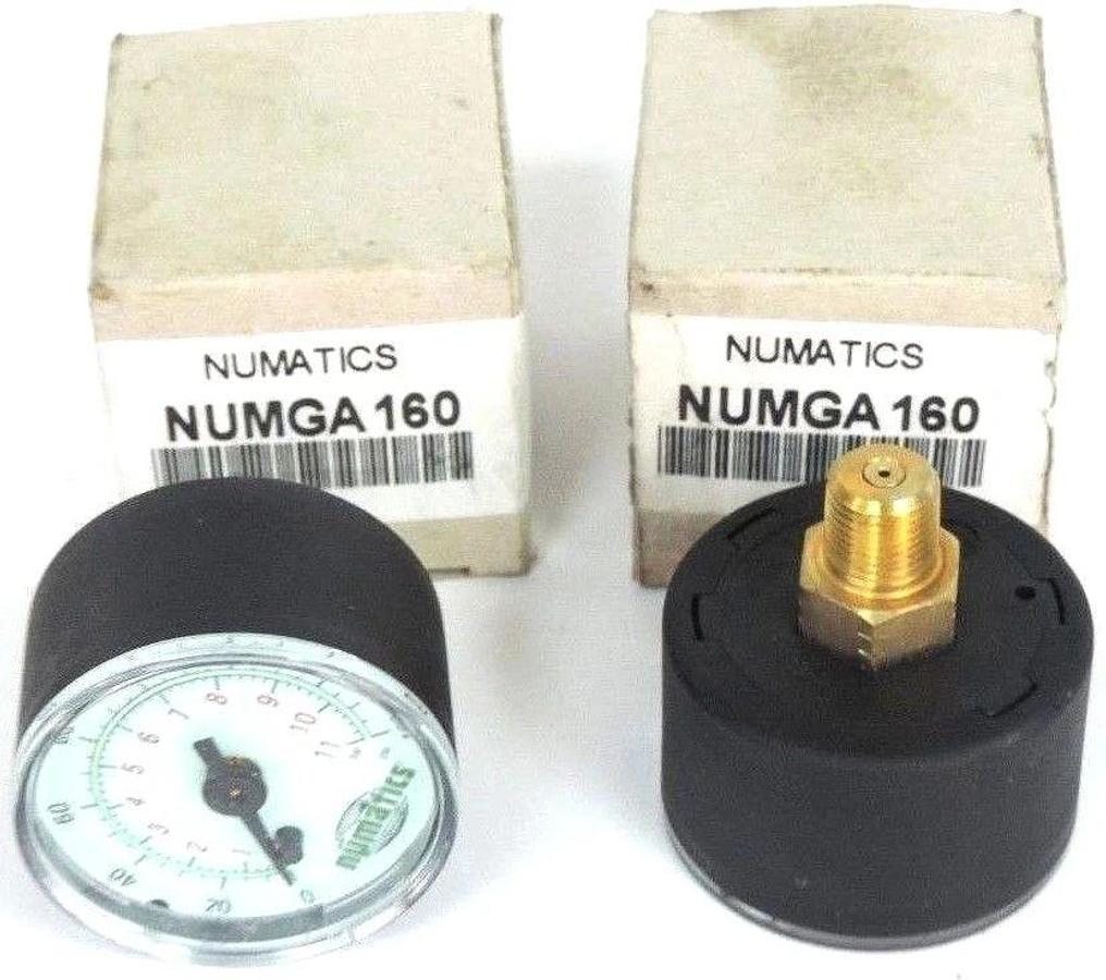 Used LOT OF 2 NIB NUMATICS NUMGA 160 GAUGES NUMGA160, 0-160 PSI, 0-11 BAR