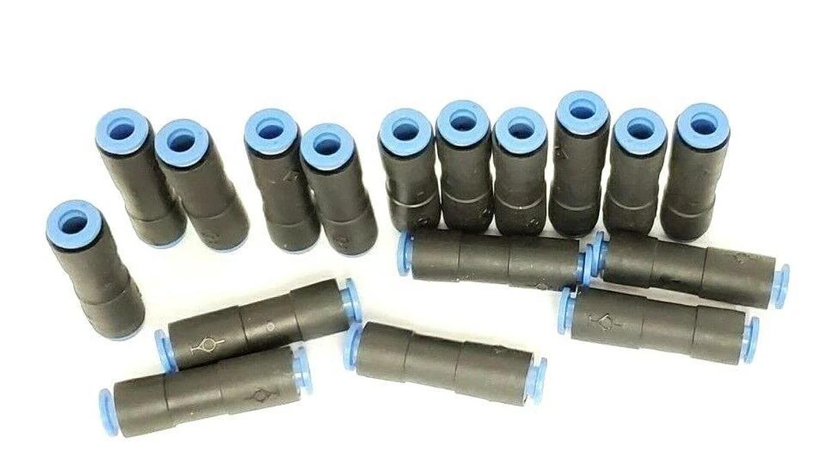 LOT OF 17 NEW SMC SPORE 6 STRAIGHT UNION FITTINGS, 6MM-6MM