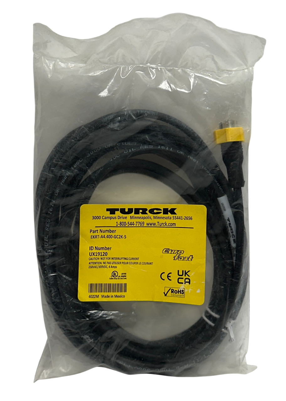 TURCK EKRT-A4.400-GC2K-5 / UX19120 EUROFAST CORDSET SINGLE-ENDED M12 NSFS