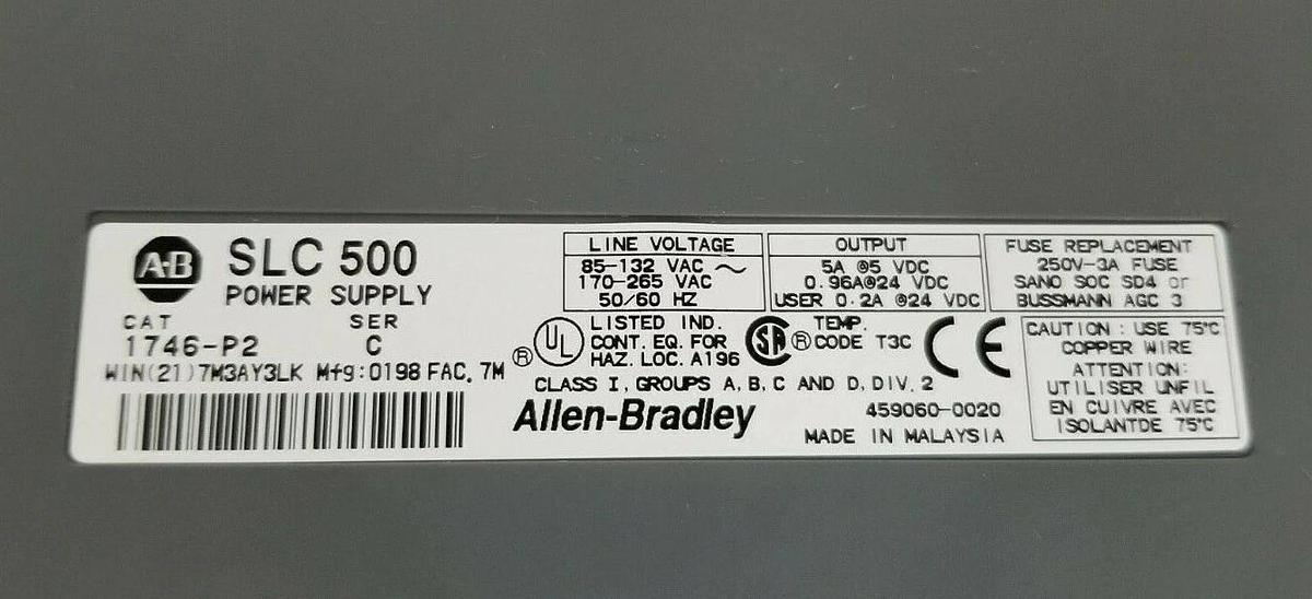 Used ALLEN BRADLEY 1746-A7 SLOT RACK W/ 1746-P2 , (2) 1746-IB16 , 1746-OB16 (DAMAGED)