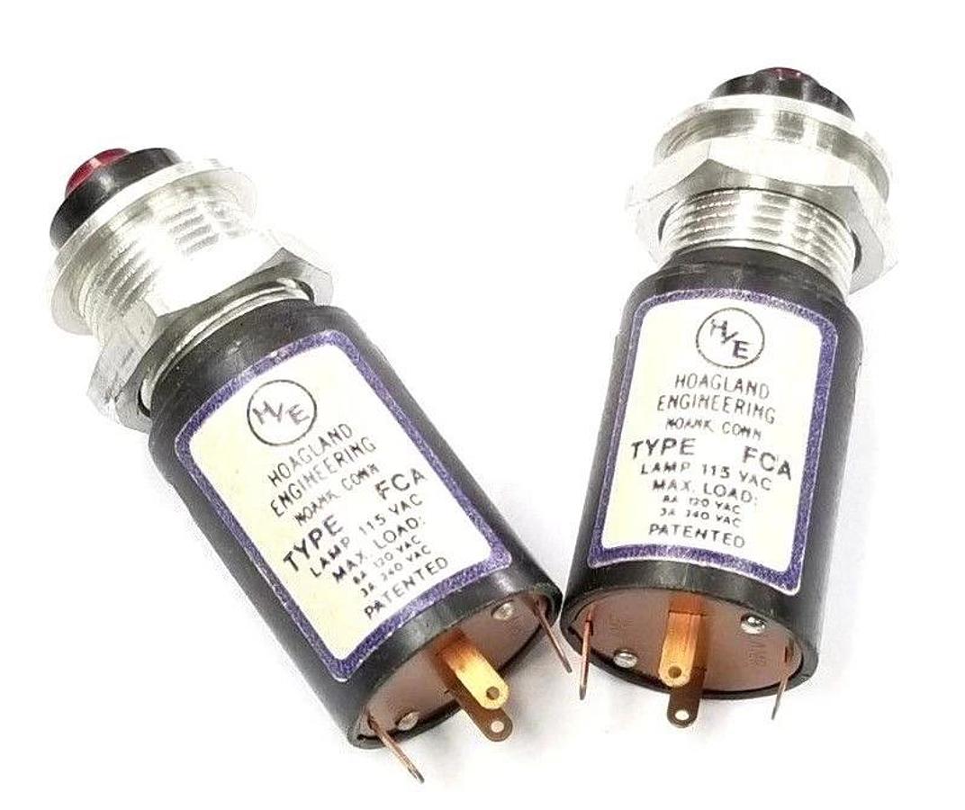 Used LOT OF 2 HOAGLAND ENGINEERING TYPE FCA LAMPS, 115VAC