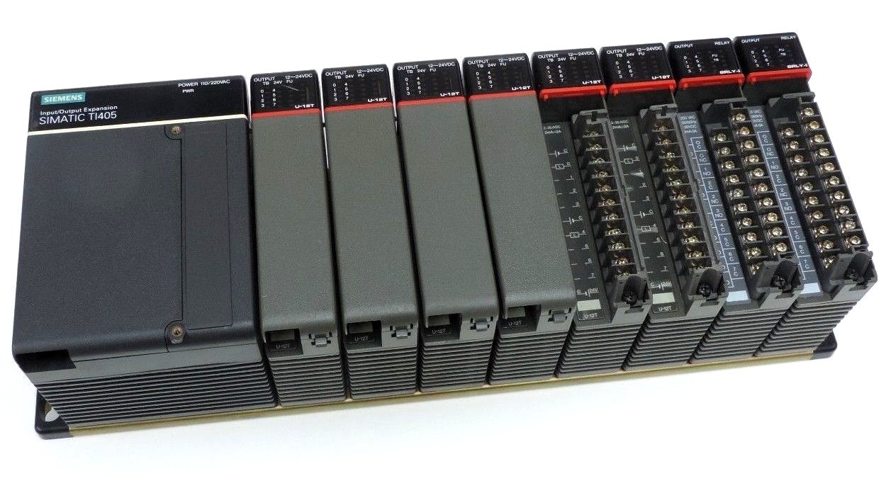 Used SIEMENS U-08B EXPANSION RACK 405-IOEX POWER SUPPLY U-12T , 405-8RLY-I MODULES