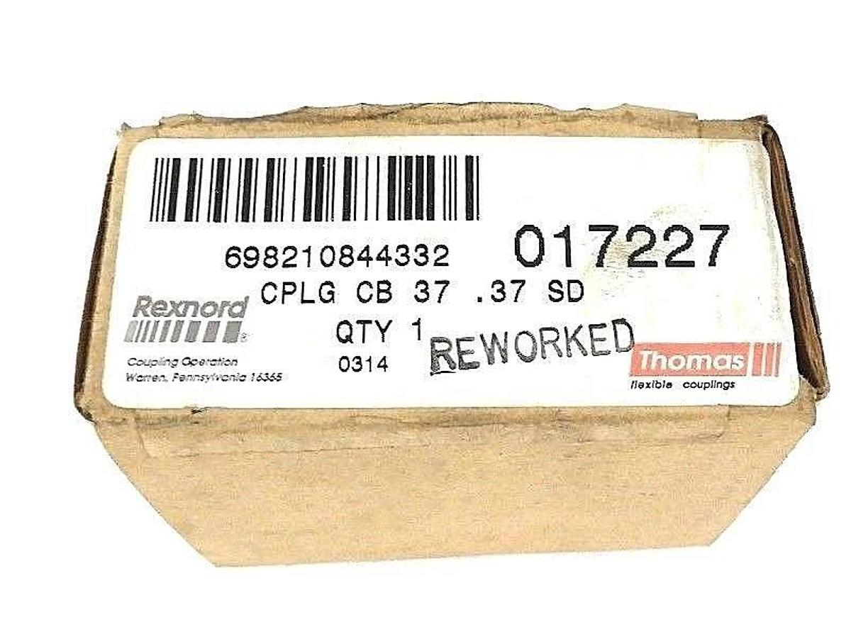 Used NIB REXNORD THOMAS 017227 COUPLING 698210844332, CPLG CB 37 .37 SD