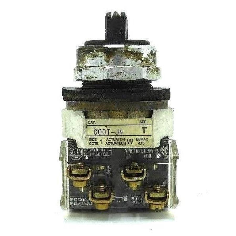 Used ALLEN BRADLEY 800T-J4 SELECTOR SWITCH SER. T W/ 800T-XA SER. D CONTACT