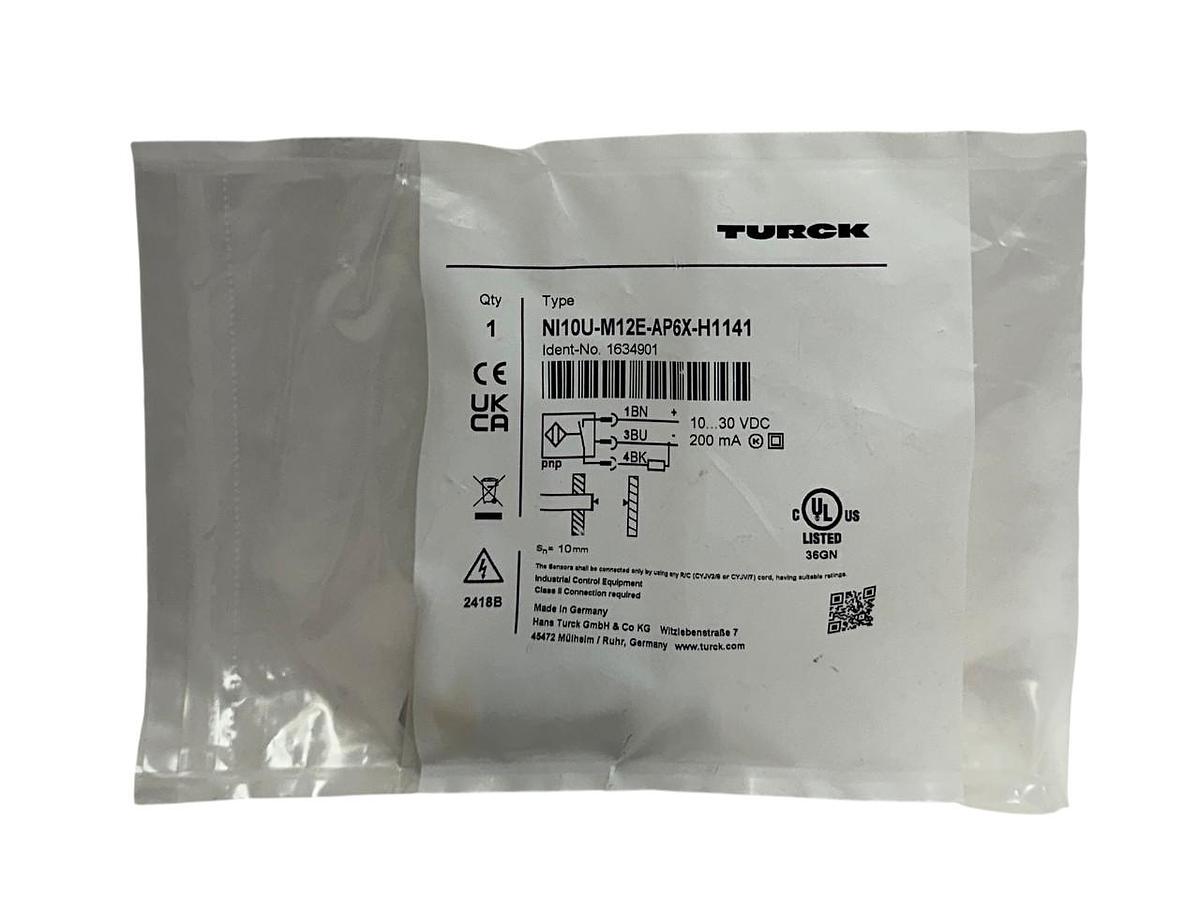Used TURCK NI10U-M12E-AP6X-H1141 / 1634901 INDUCTIVE SENSOR UPROX 10-30VDC 200mA NSFS