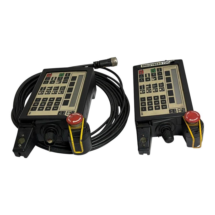 Used Lot of 2 ABB YB560100 S3 Robot Teach Pendants Panels Cord Cut Parts Repair