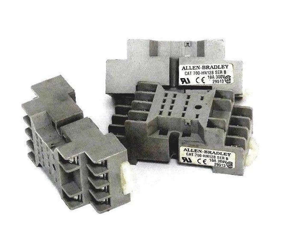LOT OF 3 NEW ALLEN BRADLEY 700-HN128 RELAY SOCKETS 700HN128 SER. B, 10A, 300V