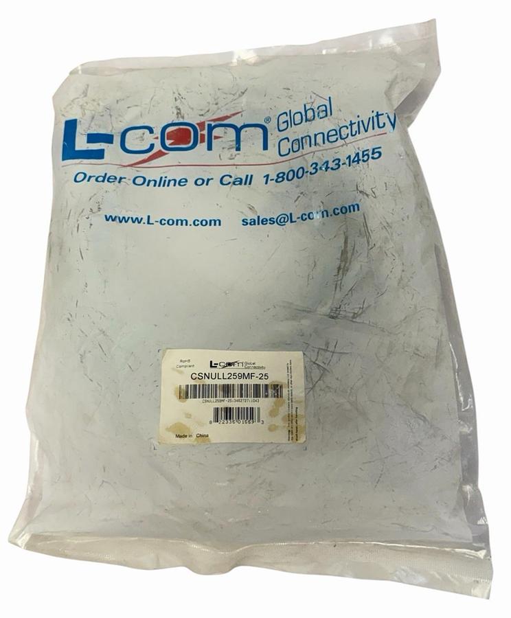 Used NEW L-COM CSNULL259MF-25 CABLE ASSY CSNULL259MF25 DB25 PLUG-DB9 RCPT 25'