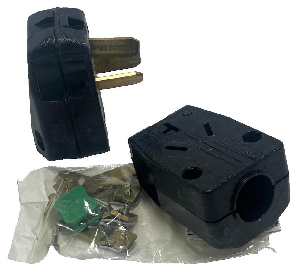 Used 2 Leviton 287-T 30/50A 125/250V Dual Power Angle Plug NEMA 10-30P 10-50P Non-GND