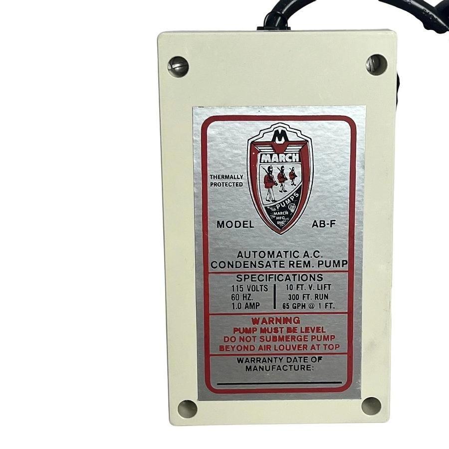 March AB-F Automatic AC Condensate Removal Pump 115V 60Hz 1.0A 65GPH NEW