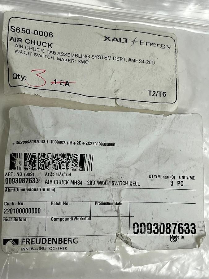 Used New SMC MHS4-20D Rotary Air Chuck 4-Finger Parallel Gripper Cylinder 20mm Bore
