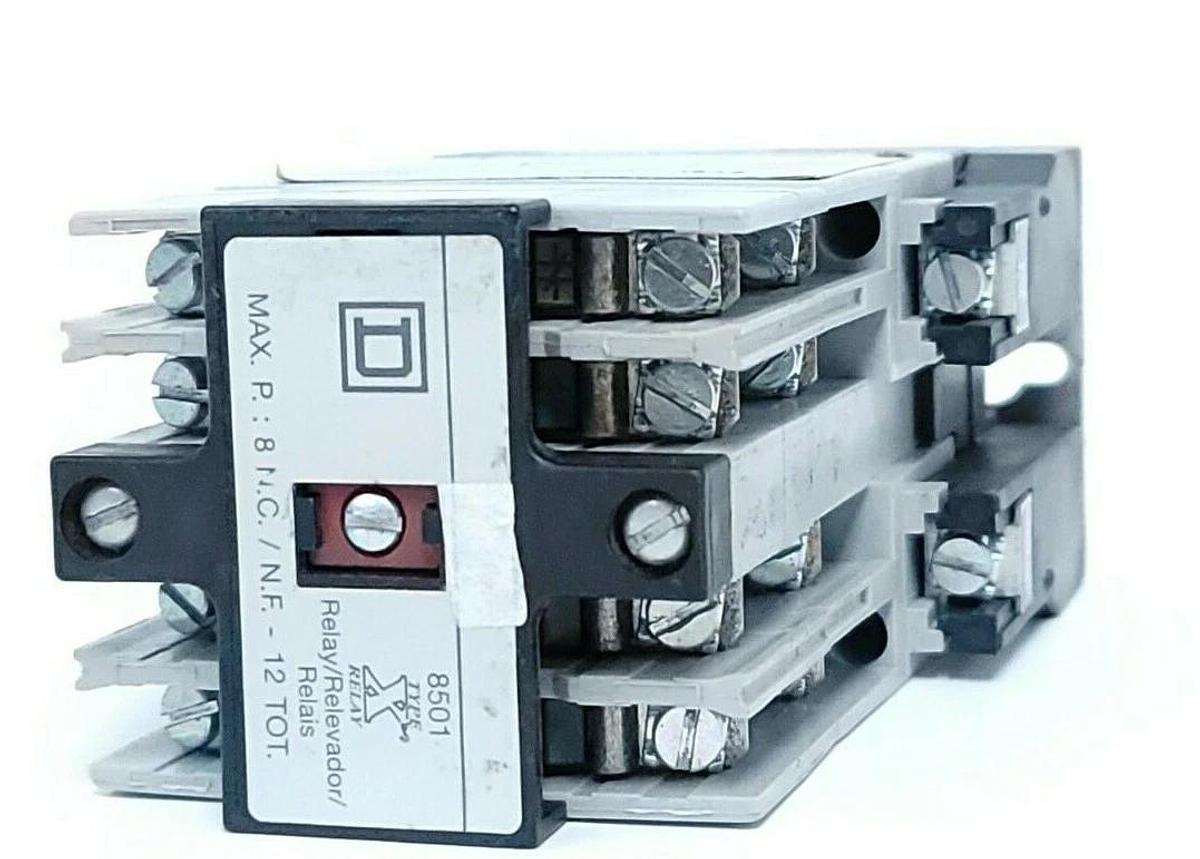 NEW SQUARE D 8501-X080 CONTROL RELAY TYPE X, SER A, 8501XO80, 9998-X53 COIL