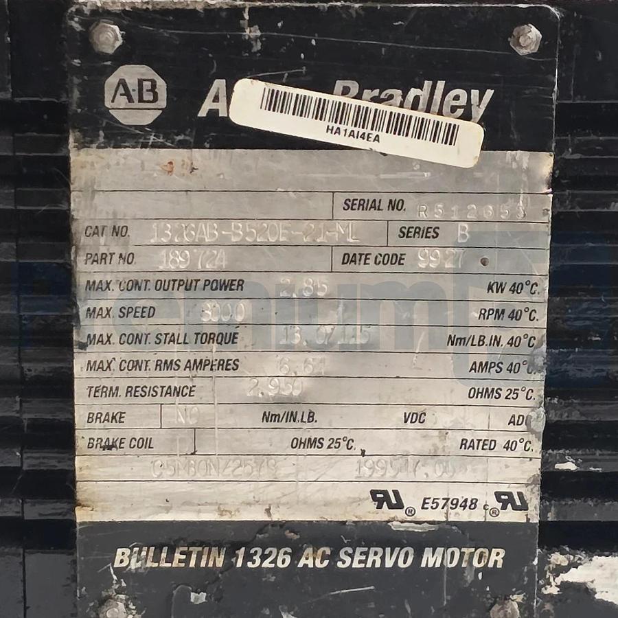 Refurbished Allen Bradley 1326AB-B520E-21-ML /B Servo Motor 460V 2.85kW 13.1Nm IP67 REPAIRED