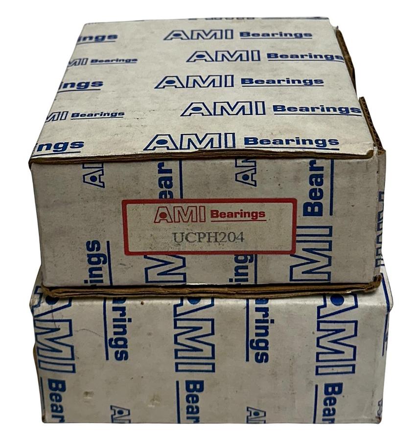 Used 2 AMI BEARINGS UCPH204 OEM PEDESTAL BASE PILLOW BLOCK BEARINGS 2-BOLT NSMP