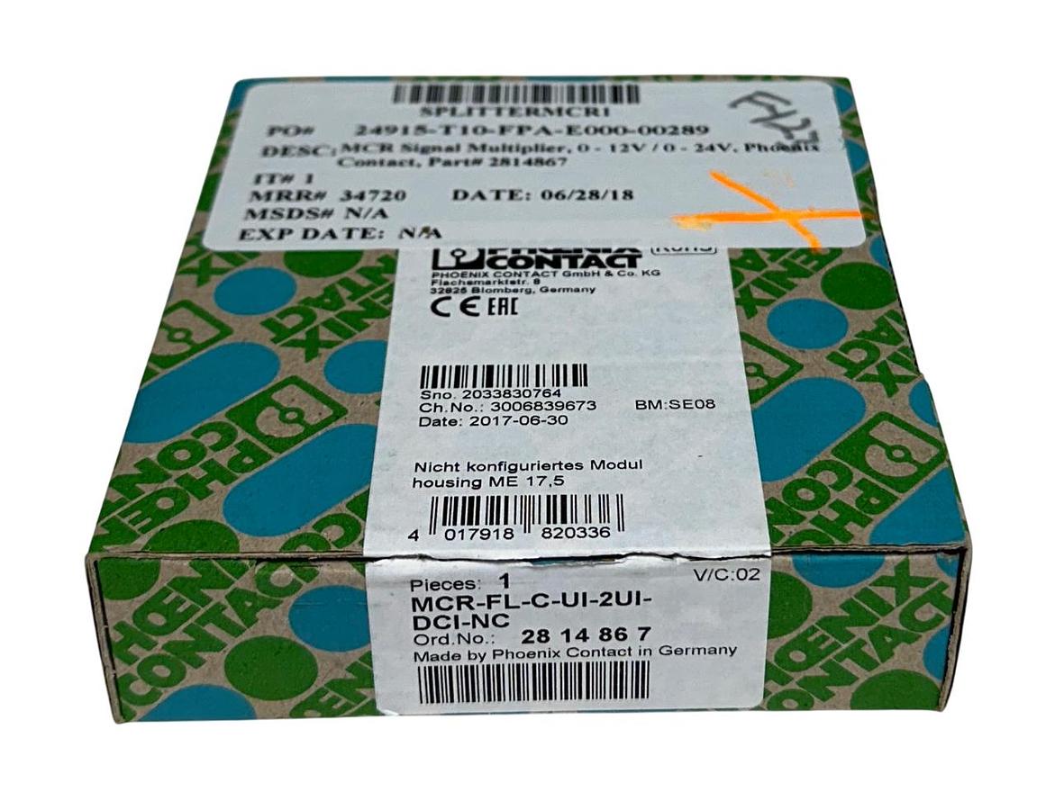 Used PHOENIX CONTACT MCR-FL-C-UI-2UI-DCI-NC / 2814867 SIGNAL CONDITIONER 0-10VDC NSMP