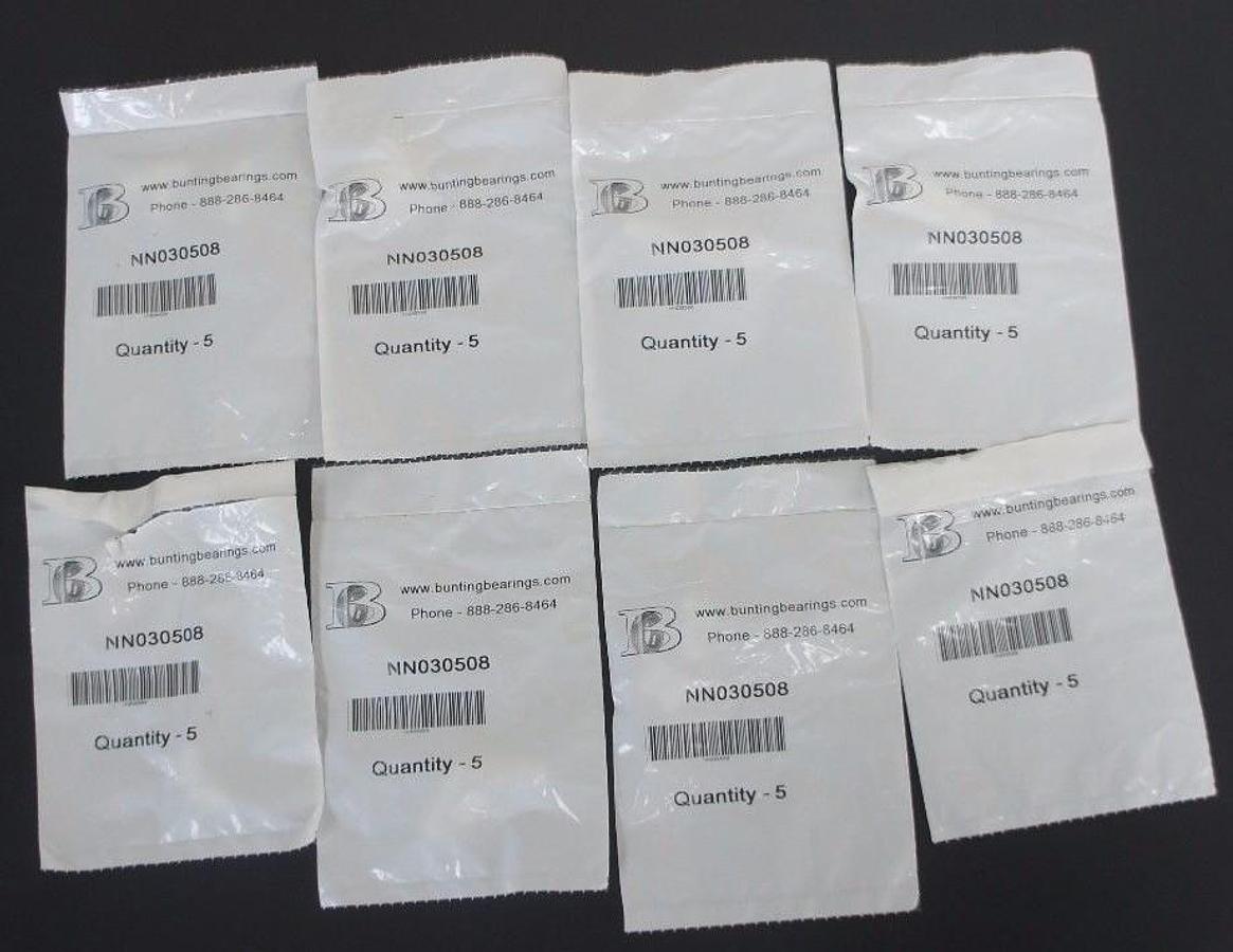 Used LOT OF 8 BUNTING BEARINGS NN030508 INSERTS 7 BAGS OF 5, 1 BAG OF 2 (37 TOTAL)