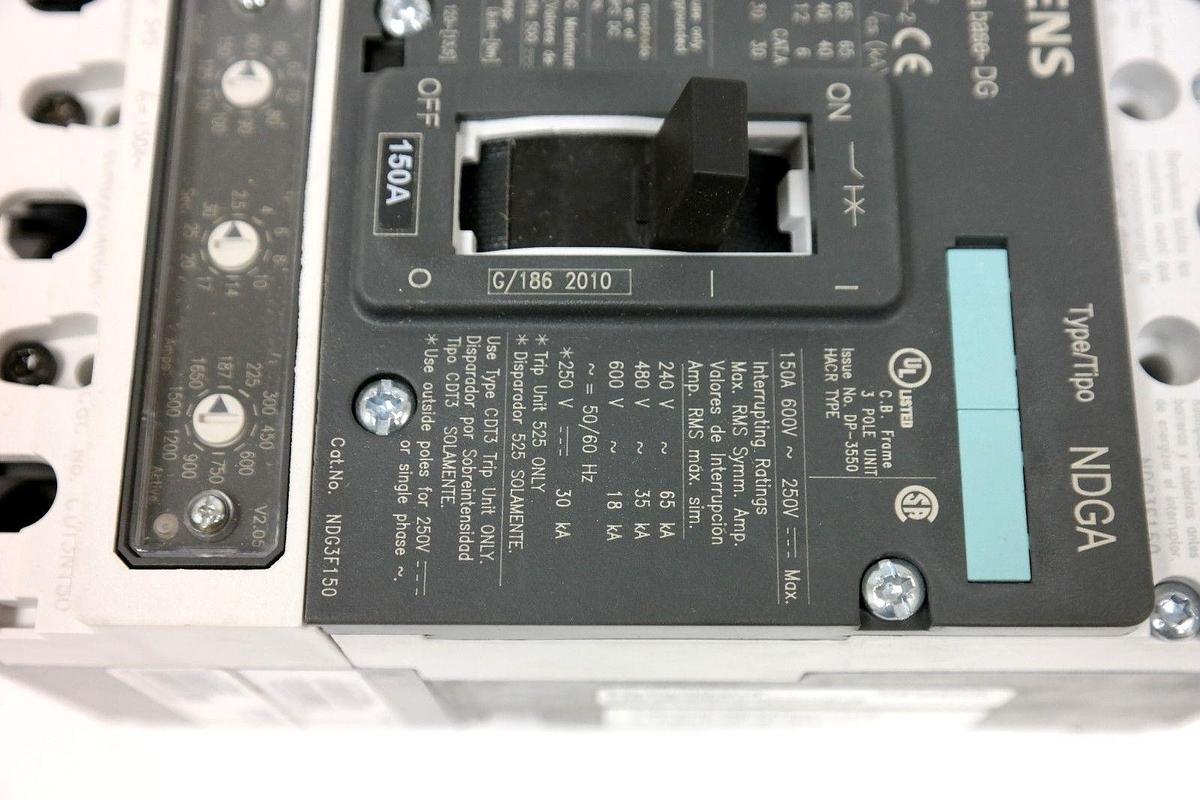 Used SIEMENS NDG3N150L VL CIRCUIT BREAKER CLASS N 150A 3-P 35kA@480V~50/60HZ NIB