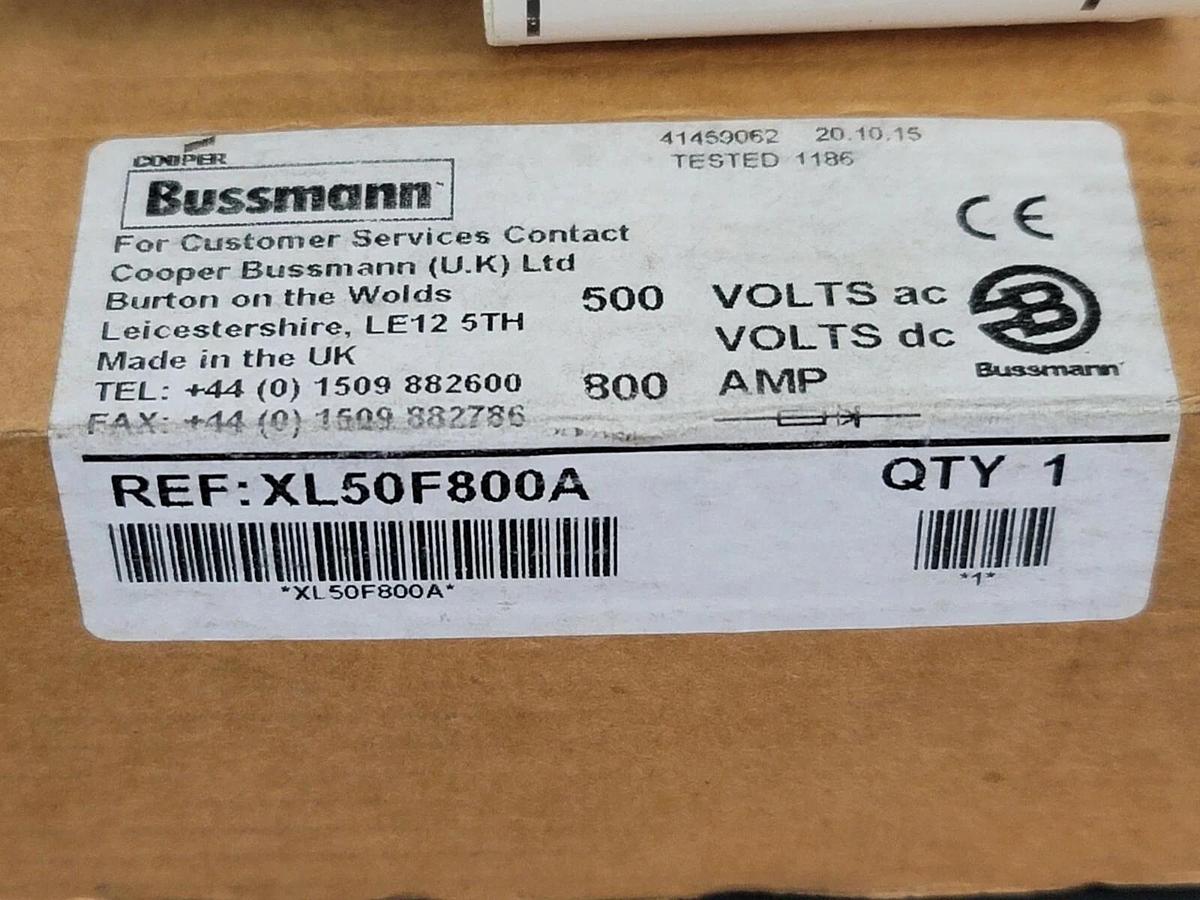 Used LOT OF 2 COOPER BUSSMANN XL50F800A SEMICONDUCTOR FUSES 500V 800A