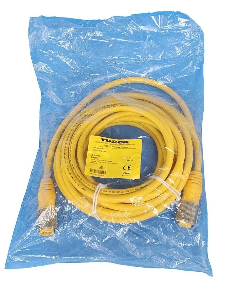 Used NEW TURCK RYM RKM 86-10M CORDSET DOUBLE-ENDED ID NO. U-69598