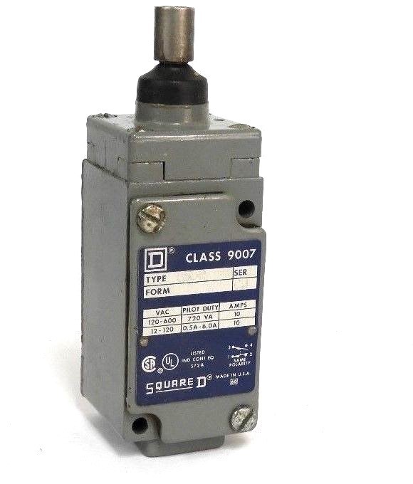 Used SQUARE D 9007-B53R-CJ LIMIT SWITCH SER. B FORM CJ 9007-B53R 9007B53R