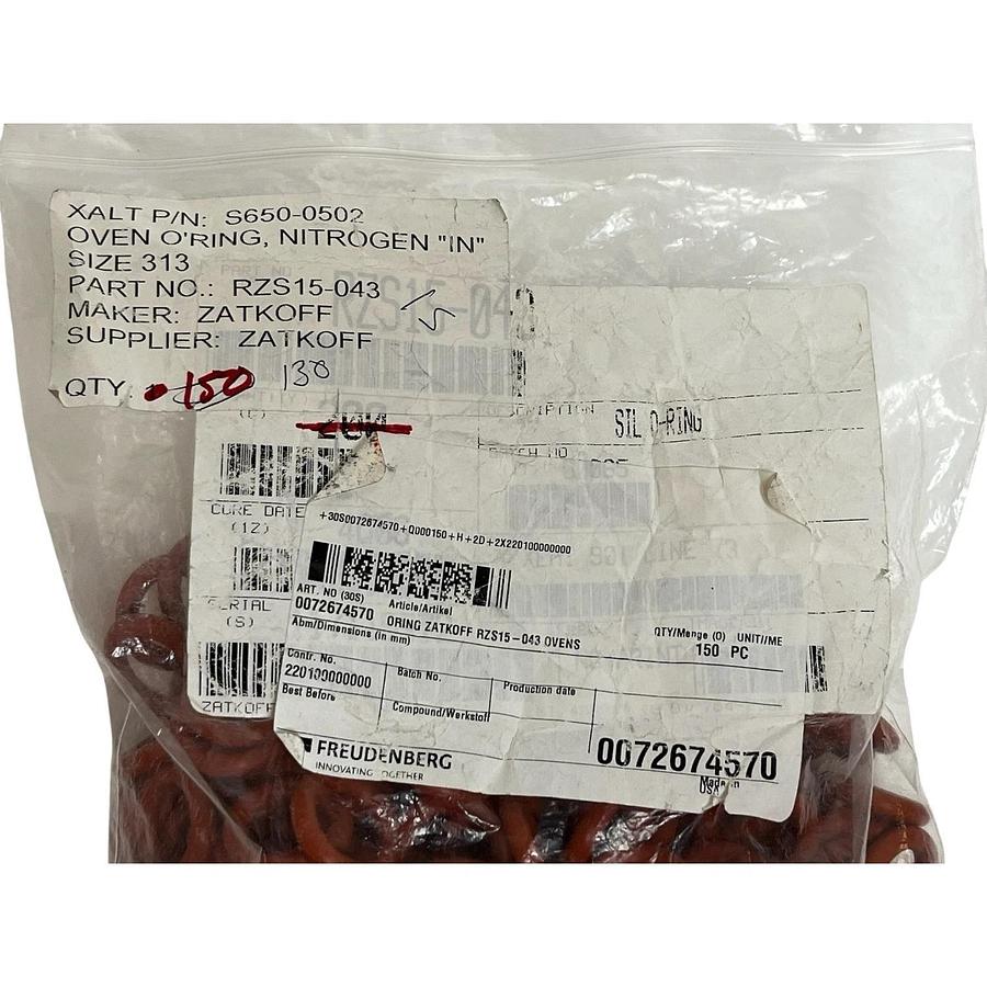(150) Freudenberg Zatkoff RZS15-043 Oven O-Ring Size 313 S650-0502 Red Nitrogen
