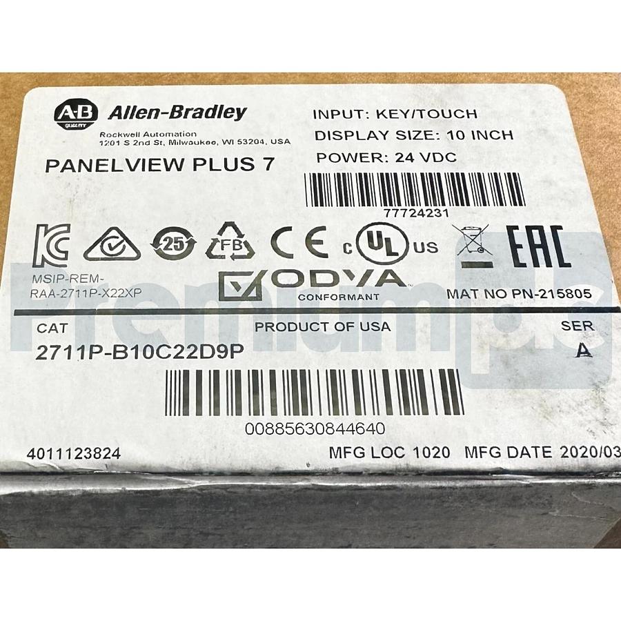 Used ALLEN BRADLEY 2711P-B10C22D9P /A ArmorView/PanelView Plus 7 TERMINAL 10" NSFS 885630844640