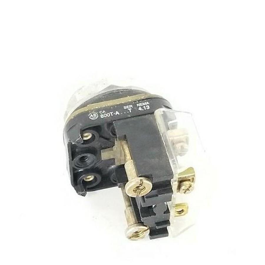 Used ALLEN BRADLEY 800T-A SER. T GREEN FLUSH CAP PUSHBUTTON W/ 800T-XA SER. D CONTACT