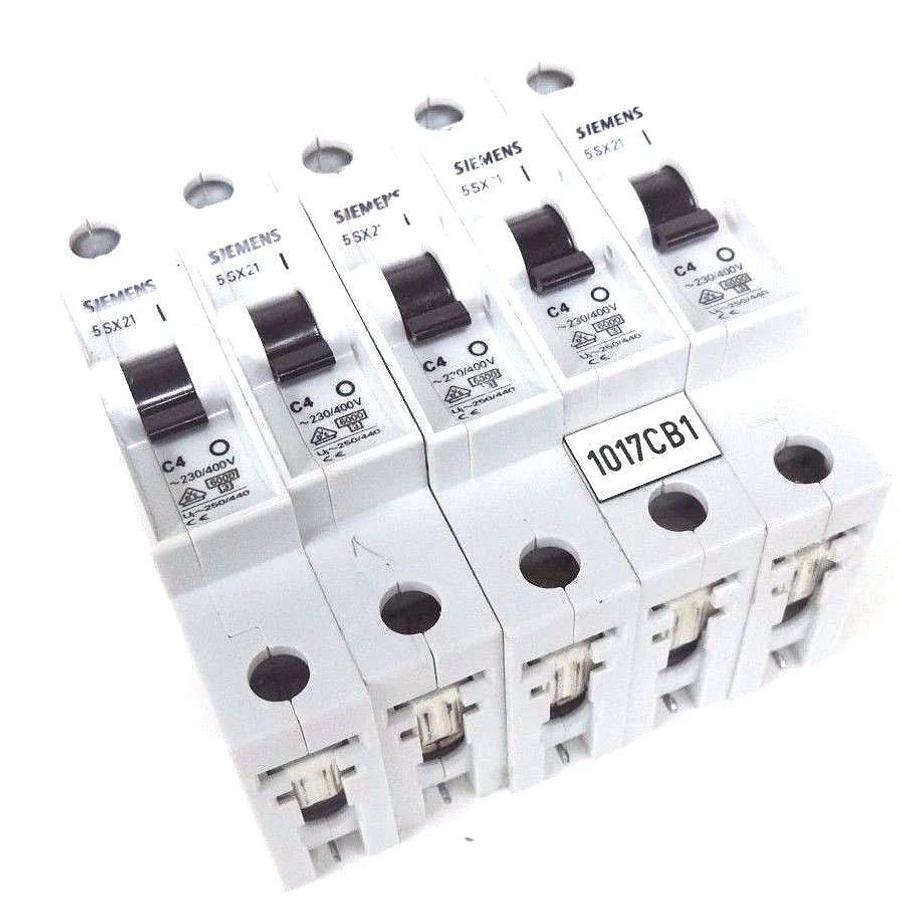 Used LOT OF 5 SIEMENS 5SX2 C4 CIRCUIT BREAKERS 5SX2C4, 5SX21-C4, 5SX21C4