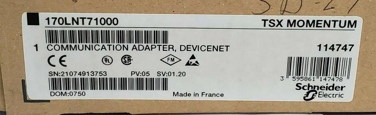 Used NIB SCHNEIDER / SQUARE D 170LNT71000 DEVICENET ADAPTER W/ 170AEW34000 BASE