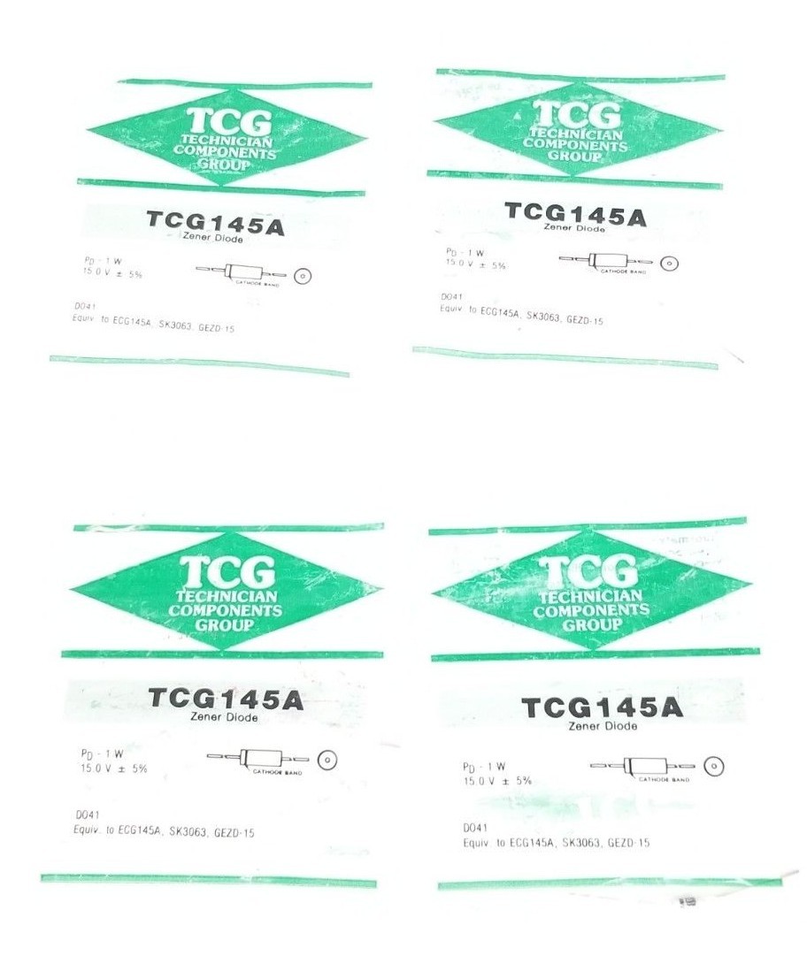 LOT OF 4 NEW TECHNICIAN COMPONENTS GROUP TCG145A ZENER DIODES ECG145A