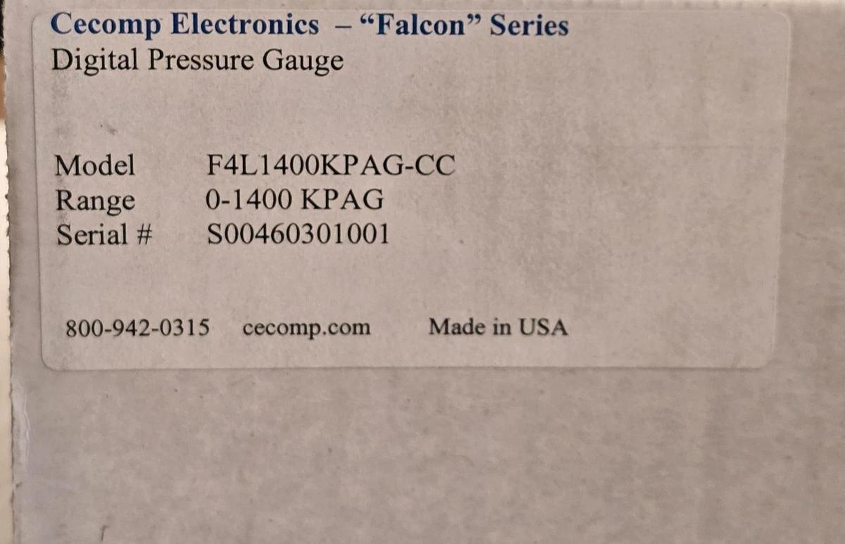 Cecomp F4L1400KPAG-CC Falcon Digital Pressure Gauge 0-1400 KPAG NSMP