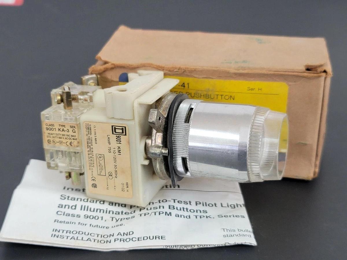 NIB SQUARE D 9001-TP-41 ILLUMINATED PUSHBUTTON 9001TP41 SER. H