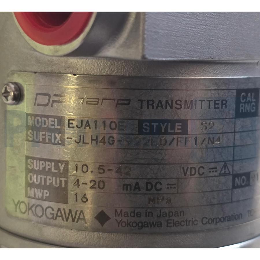 Used YOKOGAWA EJA110E S2 DIFFERENTIAL PRESSURE TRANSMITTER EJA110E-JLH4G-922ED/FF1/N4