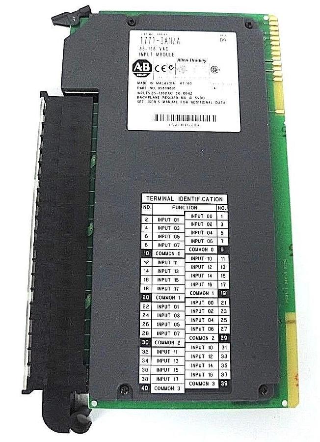 Used ALLEN BRADLEY 1771-IAN/A SER. A, REV. D01 INPUT MODULE 85-138VAC, 95689601