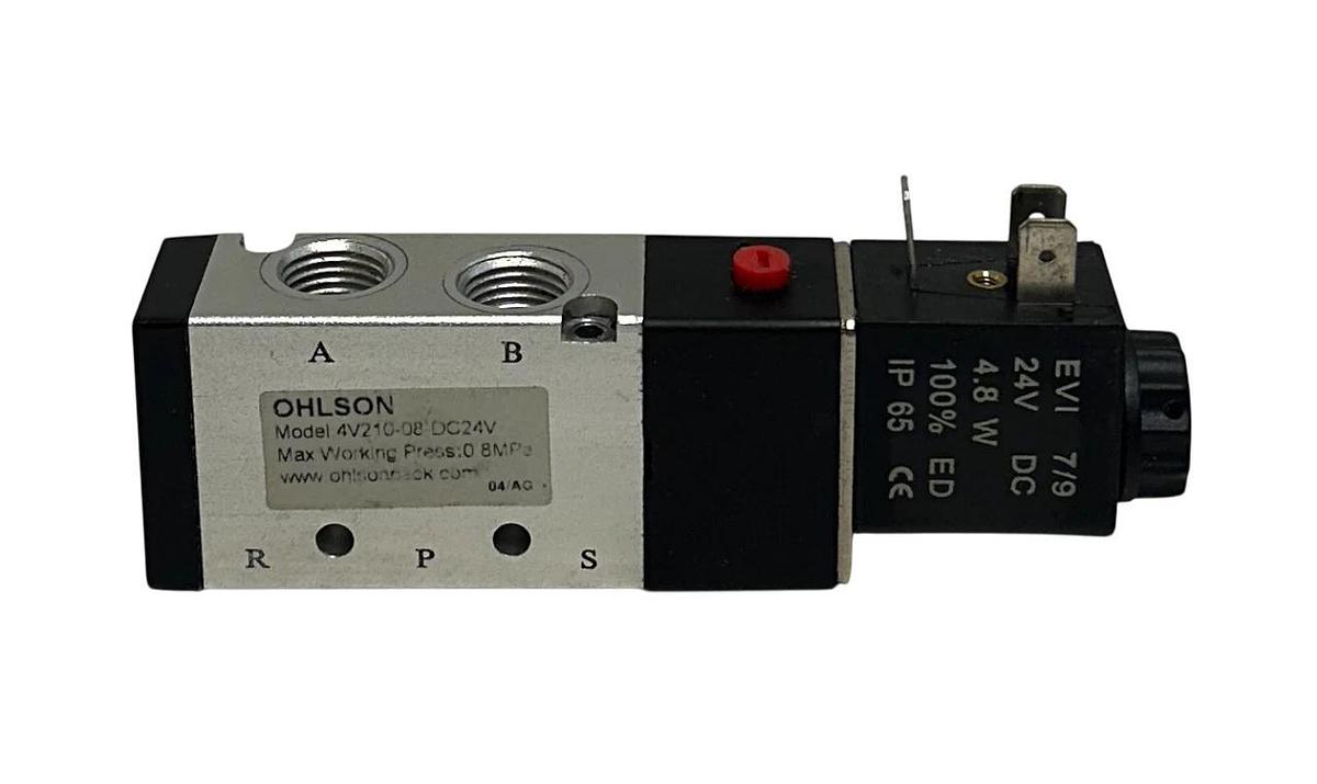 Used OHLSON 4V210-08-DC24V / 4V21008DC24V PNEUMATIC SOLENOID VALVE 0.8MPa 24VDC USNP