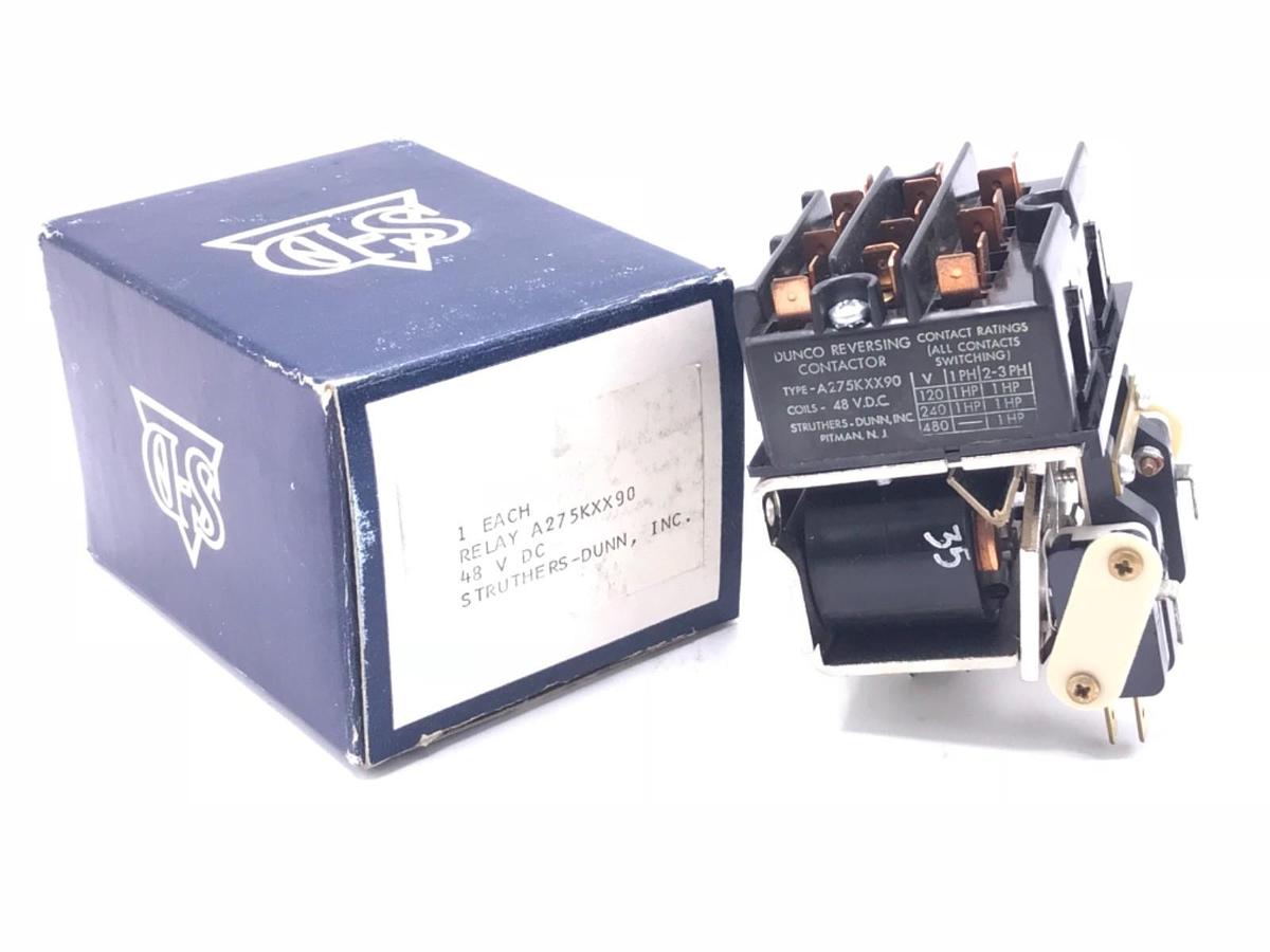 Used NIB DUNCO A275KXX90 REVERSING CONTACTOR, 48VDC COILS