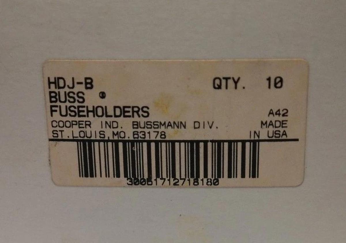 Used LOT OF 10 NIB COOPER HDJ-B BUSS FUSEHOLDERS HDJB